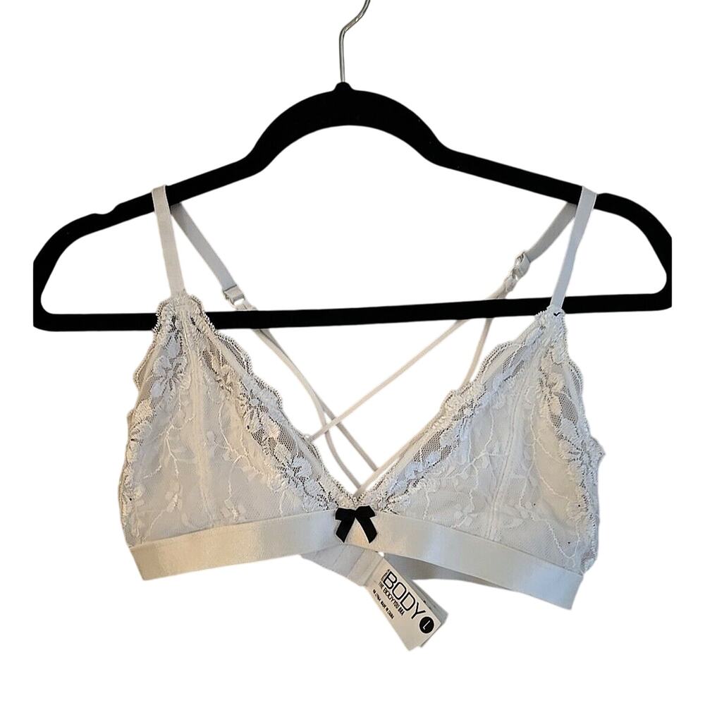 Cotton On Body White Floral Lace Adjustable Straps Wire Free Bralette Size Large